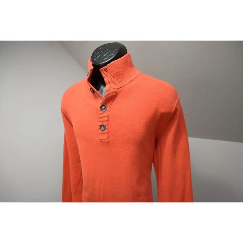 Banana Republic Orange Button Neck Sweater Cotton‎ Cashmere Mens Size Large